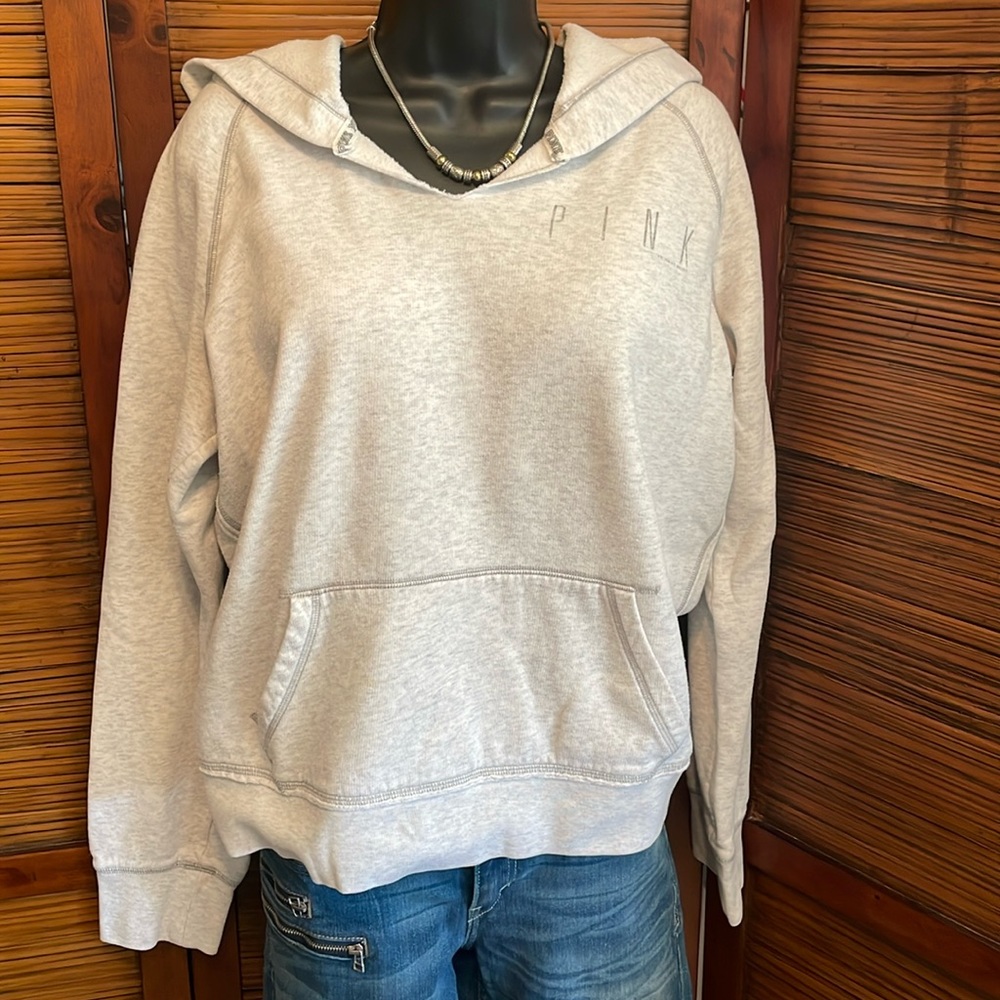 PINK Victoria Secret Large Hooded sweatshirt- light gray